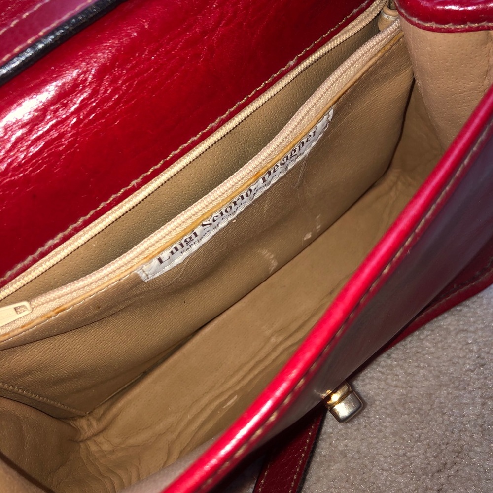 One of a kind, hand made, red leather hand bag. - Picture 8 of 10